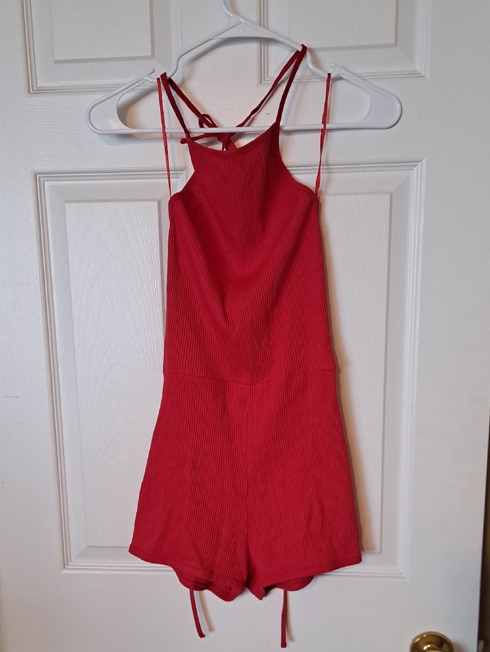 Zara Red Ribbed Strappy Romper